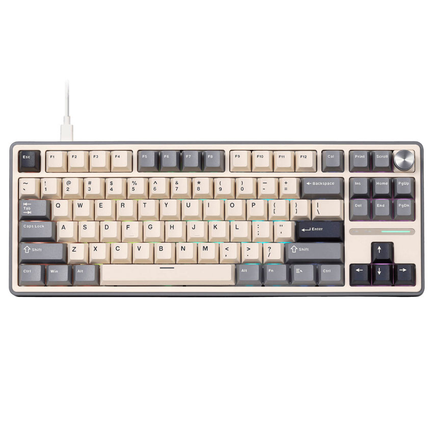 TECLADO ROYAL KLUDGE RK-R87PRO TKL HALF GREY – CREAMY - 1