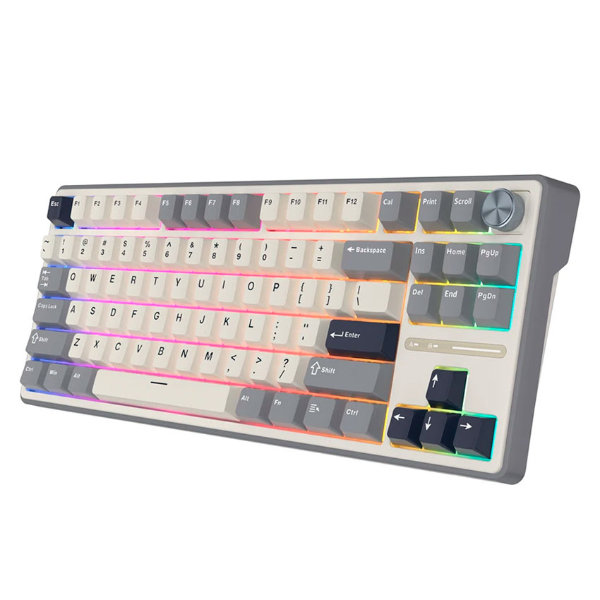 TECLADO ROYAL KLUDGE RK-R87PRO TKL HALF GREY – CREAMY - 3