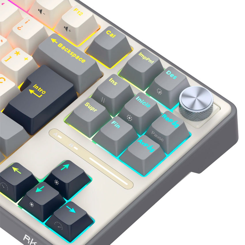 TECLADO ROYAL KLUDGE RK-R87PRO TKL HALF GREY – CREAMY - 4