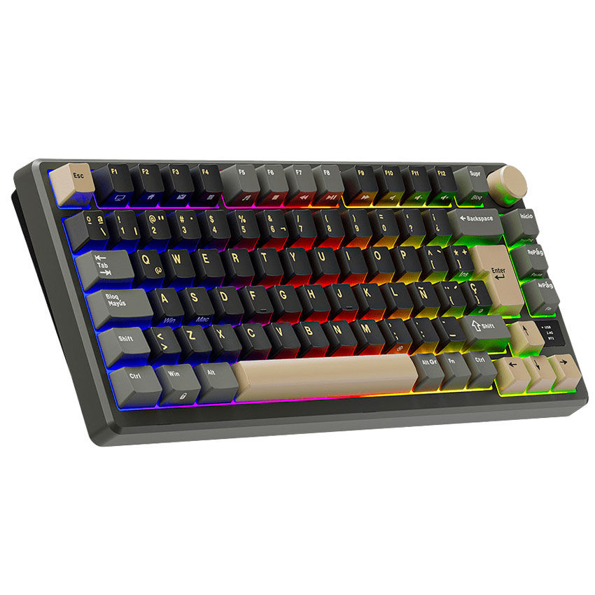TECLADO ROYAL KLUDGE RK-M75 INALAMBRICO PHANTOM - BROWN SWITCH - 5