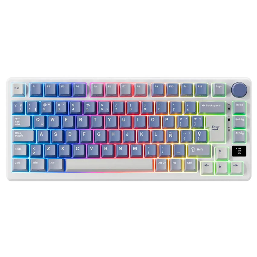 TECLADO ROYAL KLUDGE RK-M75 INALÁMBRICO OCEAN BLUE – K SILVER - 1