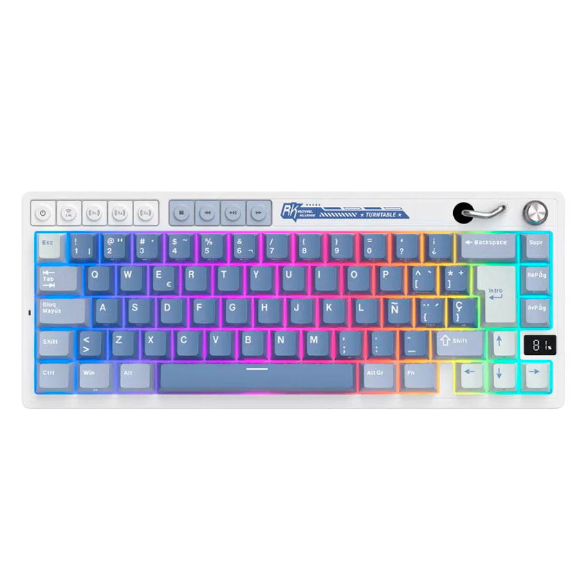 TECLADO ROYAL KLUDGE RK M65 INALAMBRICO OCEAN BLUE - CREAMY SWITCH - 1