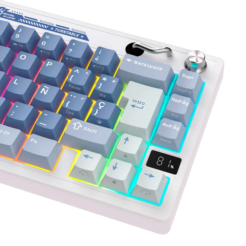 TECLADO ROYAL KLUDGE RK M65 INALAMBRICO OCEAN BLUE - CREAMY SWITCH - 3