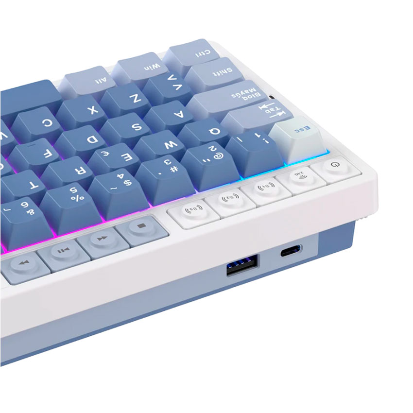 TECLADO ROYAL KLUDGE RK M65 INALAMBRICO OCEAN BLUE - CREAMY SWITCH - 4