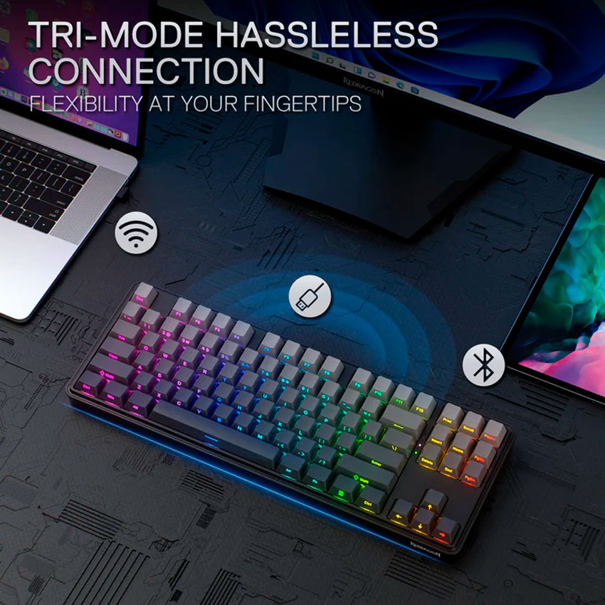 TECLADO REDRAGON STARD BLADE RGB-PRO WIRELESS ENGLISH K707 BLACK DEGRADED - 2