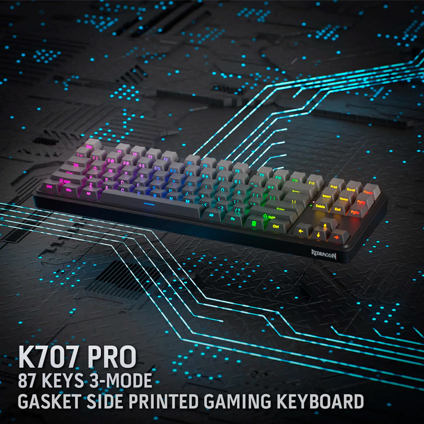 TECLADO REDRAGON STARD BLADE RGB-PRO WIRELESS ENGLISH K707 BLACK DEGRADED - 3