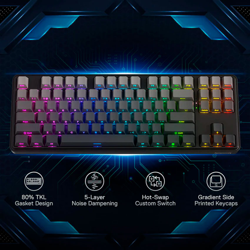 TECLADO REDRAGON STARD BLADE RGB-PRO WIRELESS ENGLISH K707 BLACK DEGRADED - 4