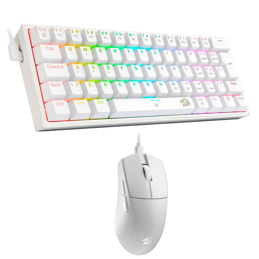 COMBO GAMER REDRAGON S143 TECLADO MECÁNICO K617RGB FIZZ SP ESPAÑOL + MOUSE M724 WHITE RGB 12400 DPI - 1