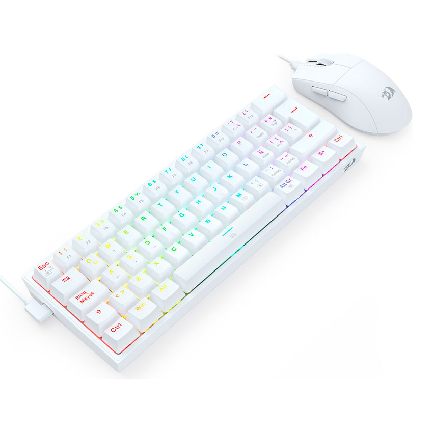 COMBO GAMER REDRAGON S143 TECLADO MECÁNICO K617RGB FIZZ SP ESPAÑOL + MOUSE M724 WHITE RGB 12400 DPI - 2