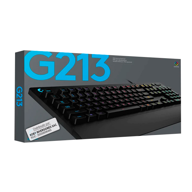 TECLADO GAMER LOGITECH G213 RGB CON REPOSAMANOS Y RESISTENCIA A SALPICADURAS - 1