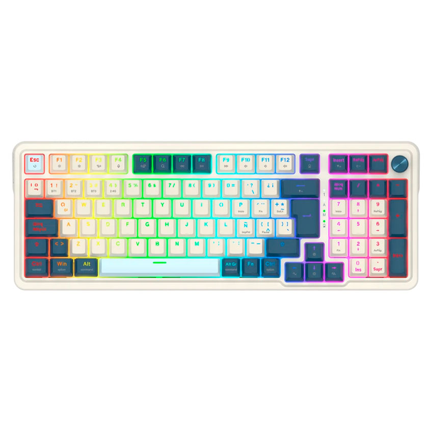 TECLADO MECÁNICO INALÁMBRICO REDRAGON EISA K686-RGB-PRO  WHITE/BLUE – ESPAÑOL - 1