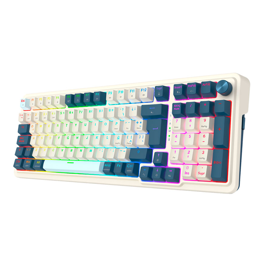 TECLADO MECÁNICO INALÁMBRICO REDRAGON EISA K686-RGB-PRO  WHITE/BLUE – ESPAÑOL - 2