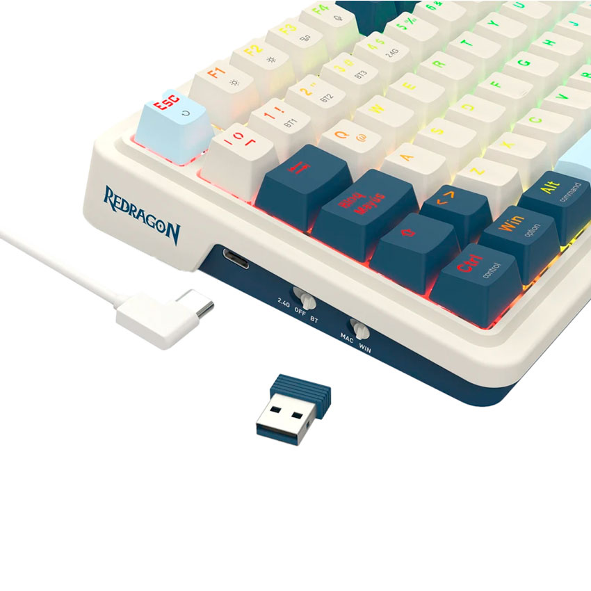 TECLADO MECÁNICO INALÁMBRICO REDRAGON EISA K686-RGB-PRO  WHITE/BLUE – ESPAÑOL - 4
