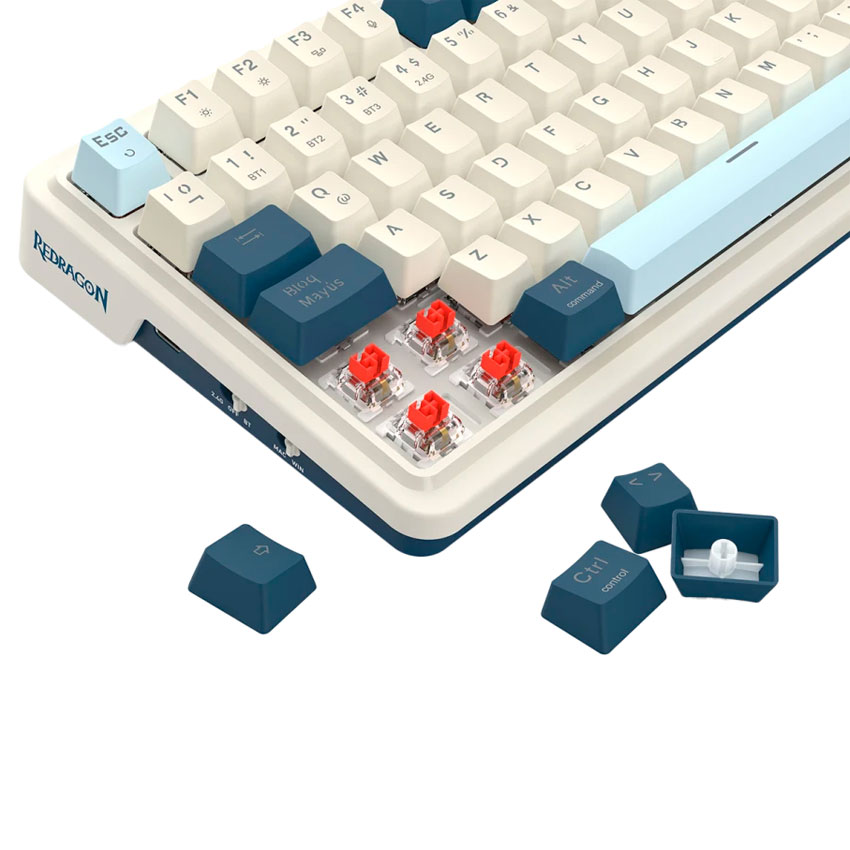 TECLADO MECÁNICO INALÁMBRICO REDRAGON EISA K686-RGB-PRO  WHITE/BLUE – ESPAÑOL - 5