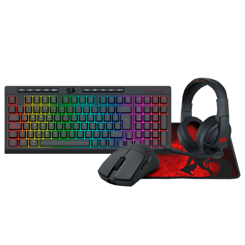 COMBO REDRAGON S147-SP 4 EN 1: TECLADO, MOUSE, AUDÍFONOS Y PAD - 1