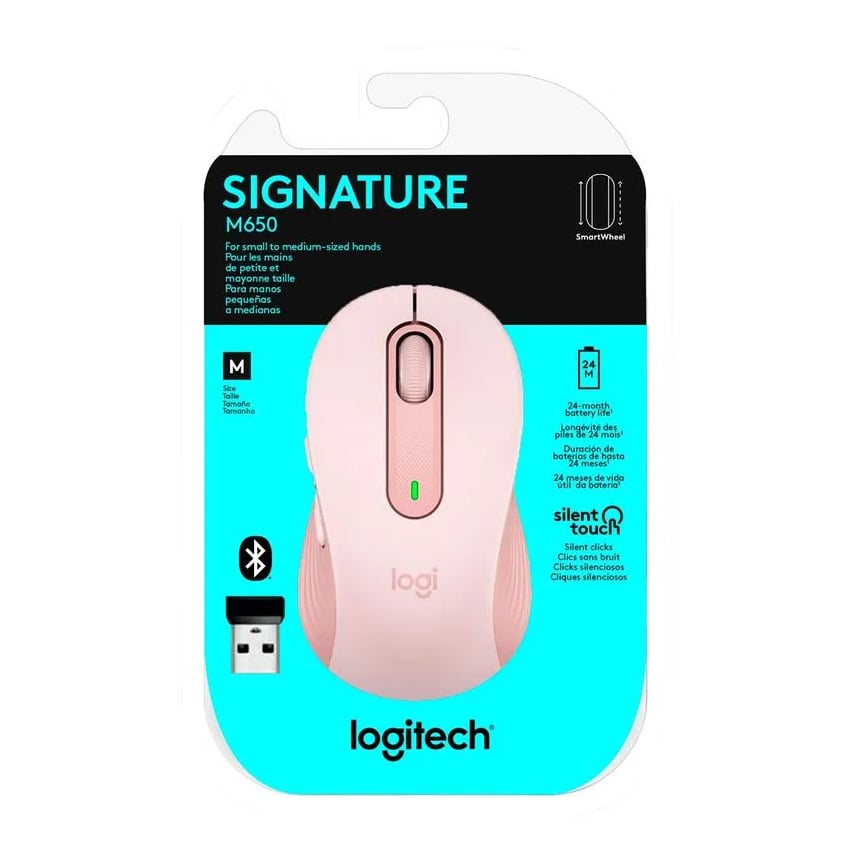 MOUSE LOGITECH SIGNATURE M650 SILENT WIRELESS/BLUETOOTH ROSA - 5