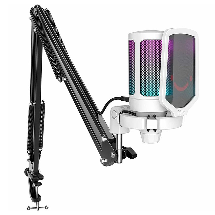 MICRÓFONO GAMER FIFINE A6T BLANCO CON BRAZO CONDENSADOR - 1