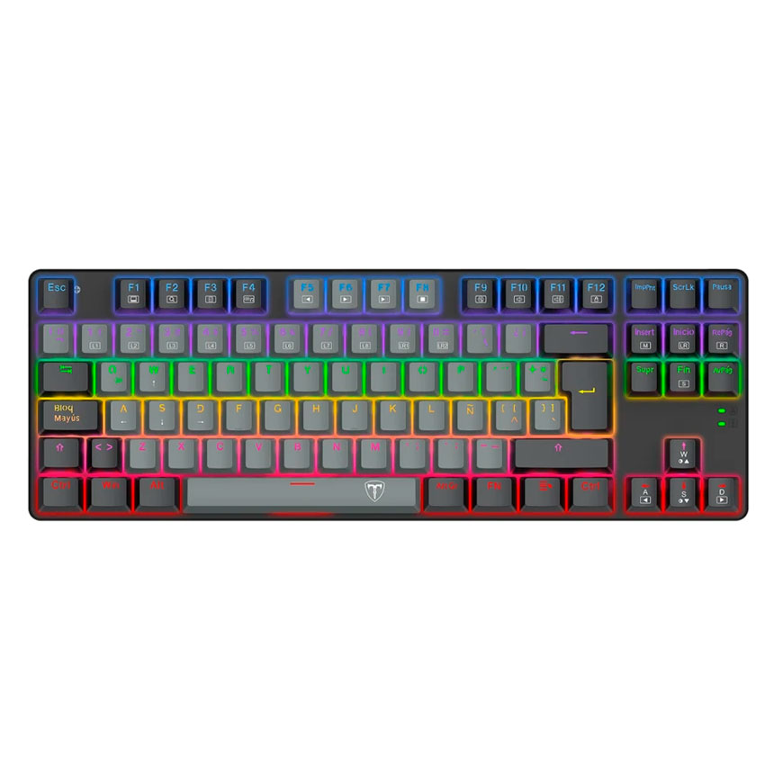 TECLADO MECÁNICO T-DAGGER BORA RAINBOW TKL, RED SWITCH, ESPAÑOL – GREY/BLACK - 1