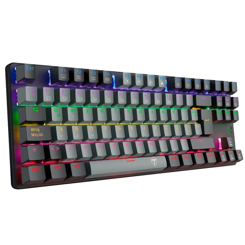 TECLADO MECÁNICO T-DAGGER BORA RAINBOW TKL, RED SWITCH, ESPAÑOL – GREY/BLACK - 5