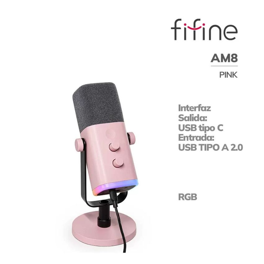 MICRÓFONO DINÁMICO FIFINE AM8 PINK - 1