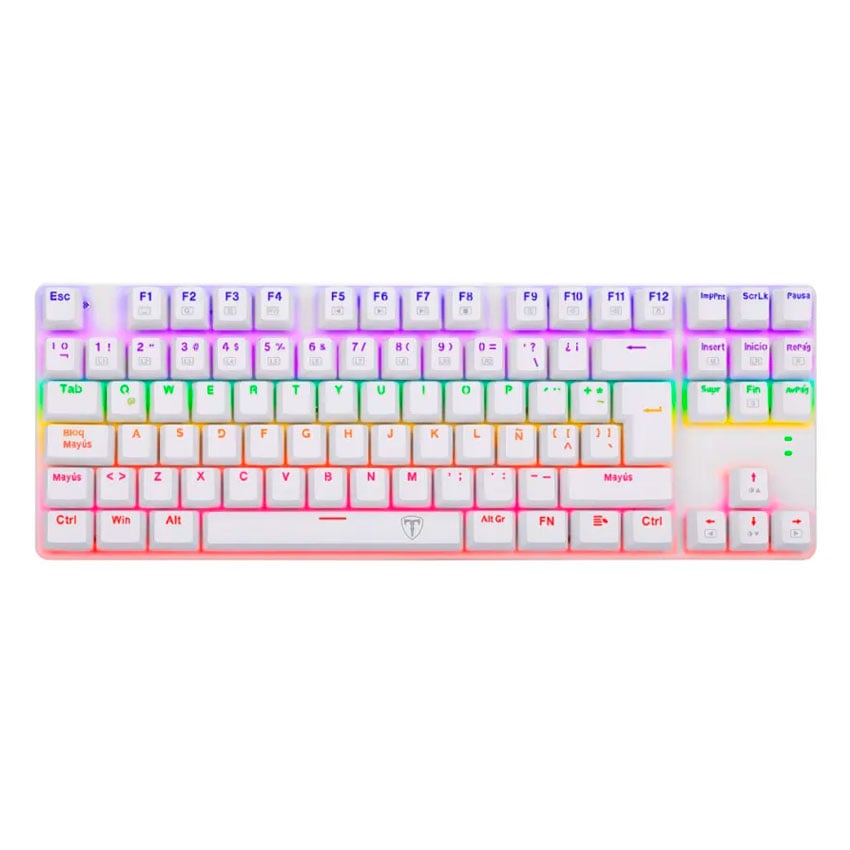 TECLADO T-DAGGER BORA WHITE T-TGK313W-RD-SP RAINBOW MECÁNICO ESPAÑOL RED - 1