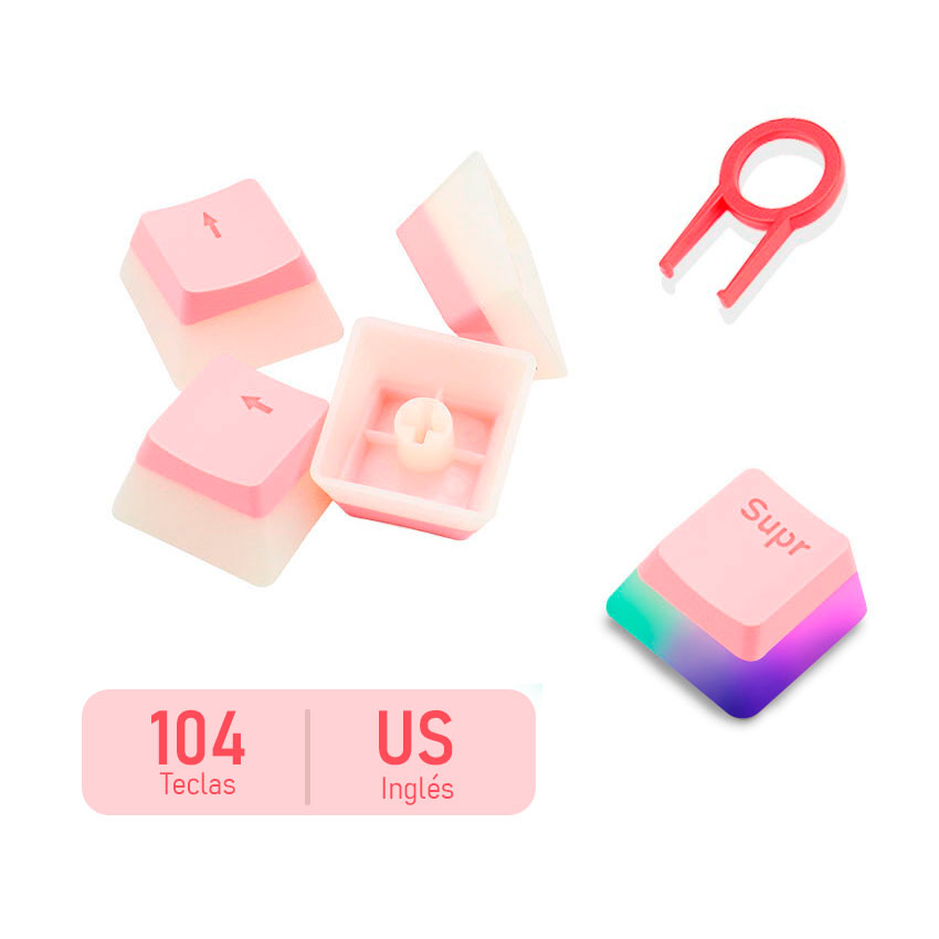 KEYCAPS TECLAS REDRAGON SCARAB A130P INGLÉS ROSA US LAYOUT - 1