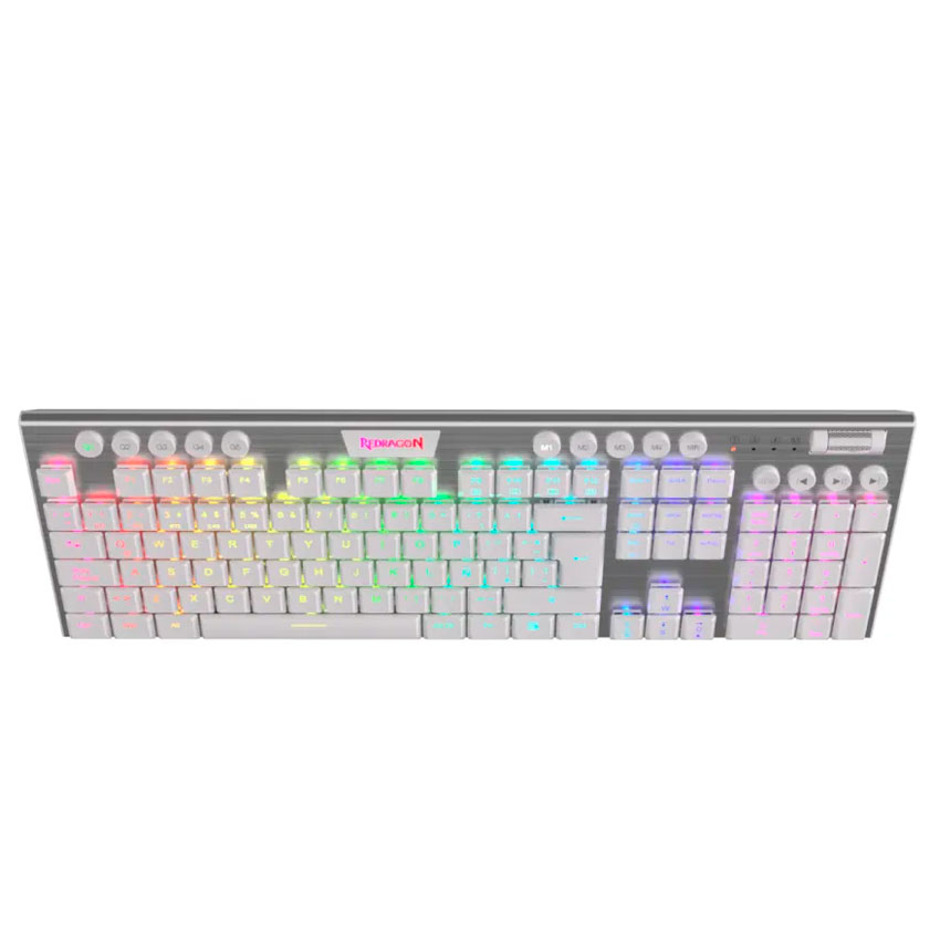 TECLADO MECÁNICO GAMER REDRAGON HORUS FS K618W-RGB-SP WHITE WIRELESS RED SWITCH - 2