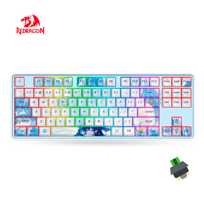 TECLADO REDRAGON STARD BLADE RGB-PRO WIRELESS ENGLISH K707AK BLUE ANIME - 1