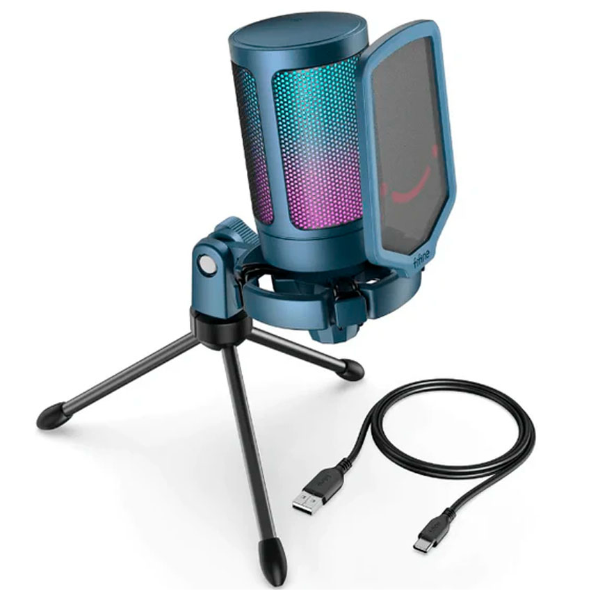 MICRÓFONO FIFINE A6V BLUE USB RGB | IDEAL PARA STREAMING Y PODCAST - 1