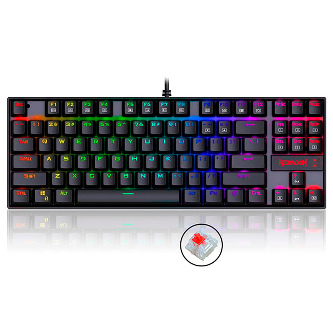 TECLADO MECÁNICO GAMER REDRAGON K552RGB KUMARA BLACK – SWITCH ROJO (ESPAÑOL) - 1