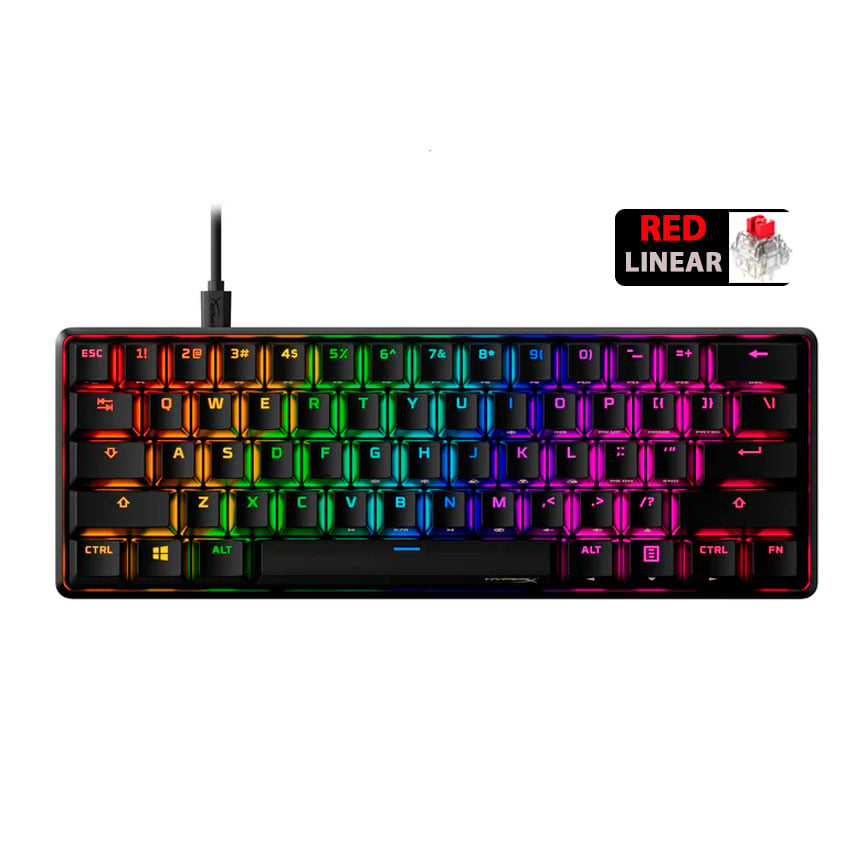 TECLADO MECÁNICO HYPERX ALLOY ORIGINS 60 RGB RED - 1