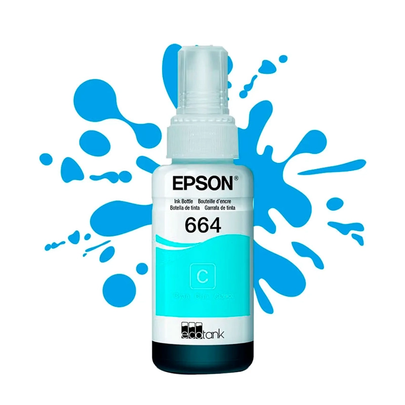BOTELLA DE TINTA EPSON CIAN T664 – ORIGINAL DE ALTO RENDIMIENTO - 1
