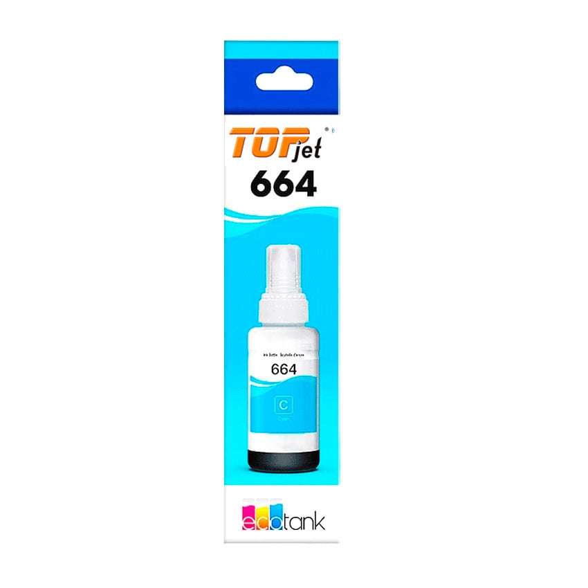 TINTA CIAN GENÉRICA TOP JET T664 70ML – COMPATIBLE CON EPSON ECOTANK - 1