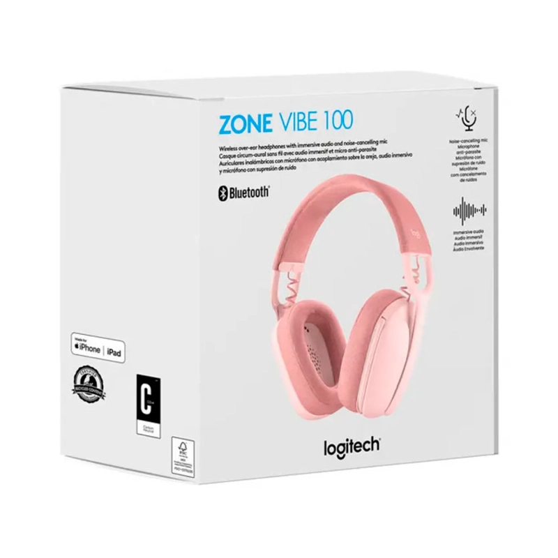 AUDIFONO C/MICROF. LOGITECH ZONE VIBE 100 BLUETOOTH ROSA - 4
