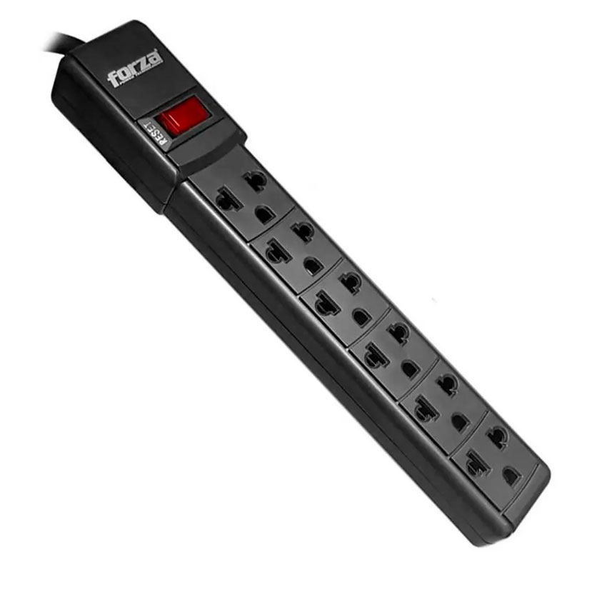 REGLETA CONSUMO PS-001B 2200W, 6 TOMAS NEMA UNIVERSALES, CON DISYUNTOR DE REPOSICIÓN 120V/240V - 3