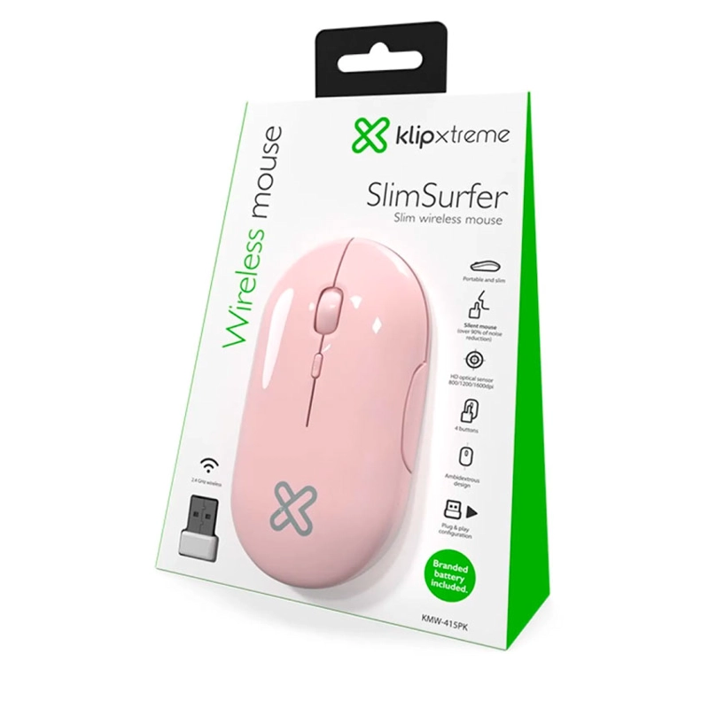 MOUSE KLIP XTREME KMW-415PK SLIM WIRELESS ROSA - 1