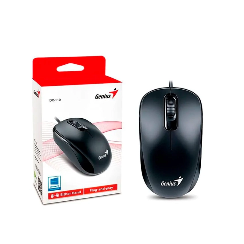 MOUSE GENIUS DX-110 USB ÓPTICO 1000 DPI NEGRO – PRECISO Y ERGONÓMICO - 1