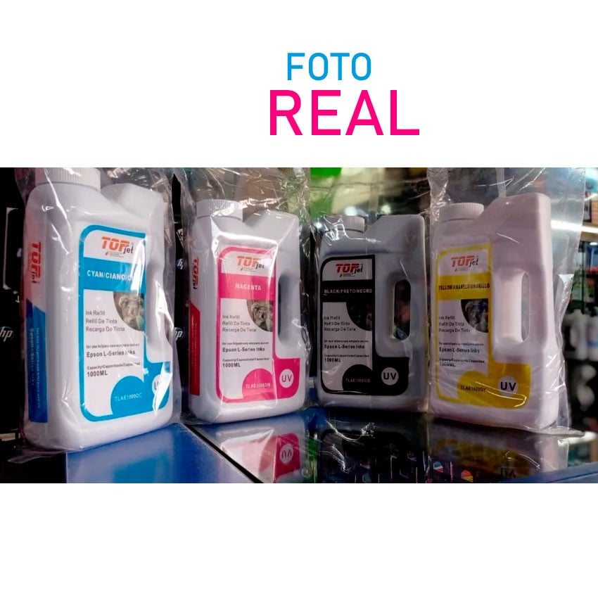 PACK 4 TINTAS TOP JET EPSON COMPATIBLES 1 LITRO (T504/T544/T664) – NEGRO, CIAN, MAGENTA Y AMARILLO - 3