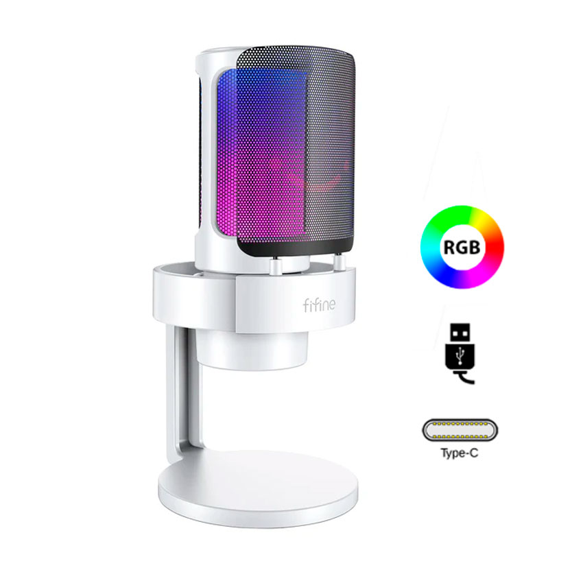 MICRÓFONO FIFINE A8 WHITE RGB CON CONEXIÓN USB-C - 1