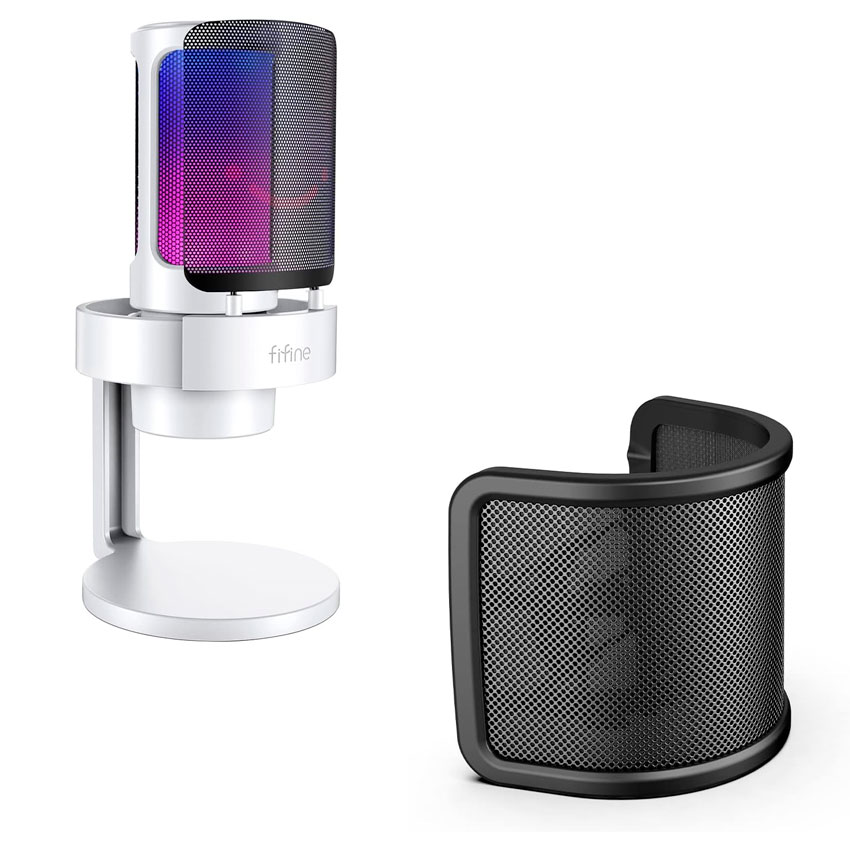 MICRÓFONO FIFINE A8 WHITE RGB CON CONEXIÓN USB-C - 4