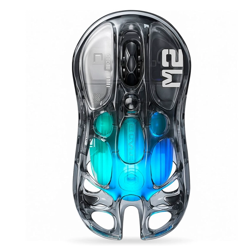MOUSE INALÁMBRICO GRAVASTAR MERCURY M2 TRANSPARENT BLACK – SENSOR PAW 3395, 26000 DPI, RGB, ULTRA LIVIANO - 1