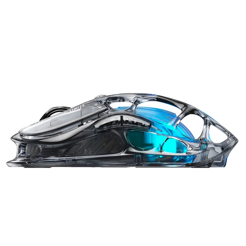 MOUSE INALÁMBRICO GRAVASTAR MERCURY M2 TRANSPARENT BLACK – SENSOR PAW 3395, 26000 DPI, RGB, ULTRA LIVIANO - 3