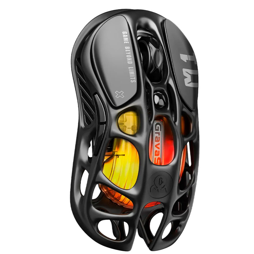 MOUSE GAMER INALÁMBRICO GRAVASTAR MERCURY M2 STEALTH BLACK – 26 000 DPI, RGB, DUAL MODE - 6