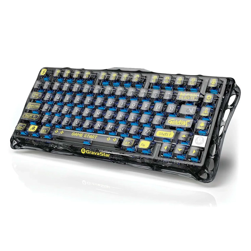 TECLADO MECÁNICO INALÁMBRICO GRAVASTAR MERCURY K1 LITE TRANSPARENT BLACK – 75%, RGB, SWITCH BSUN LINEAL, GASKET MOUNT - 1