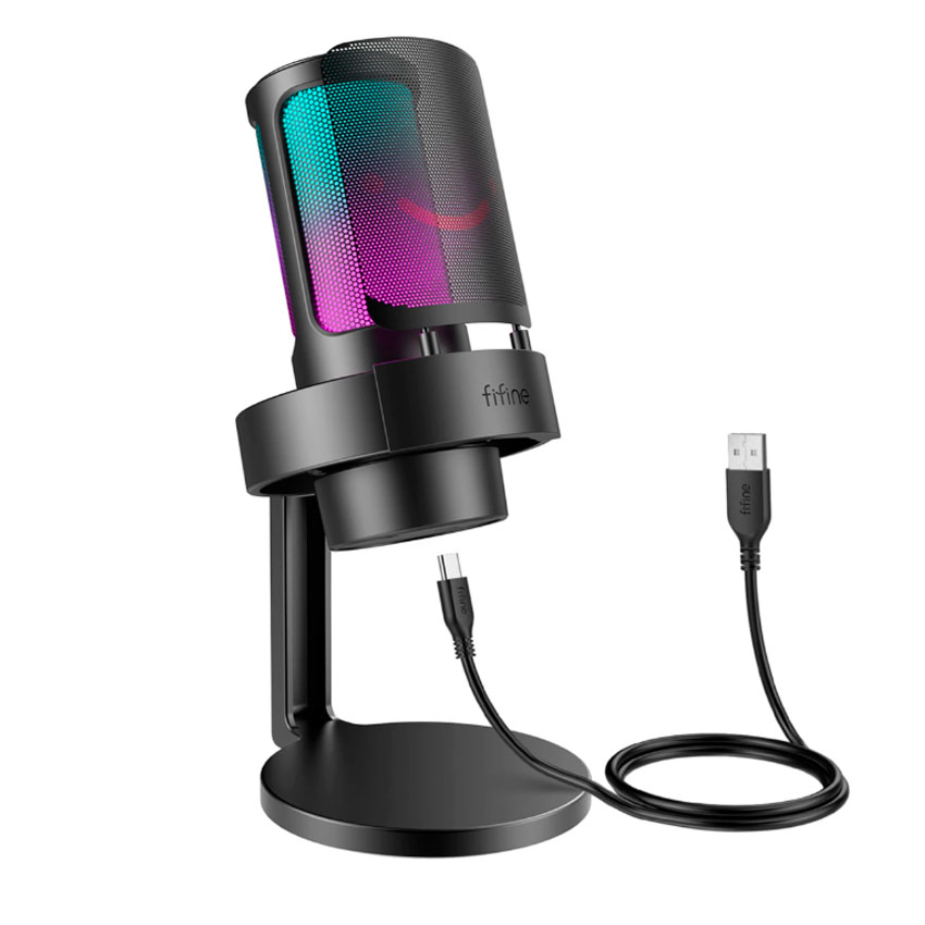 MICRÓFONO GAMER FIFINE A8 BLACK – CONDENSADOR USB, RGB, MUTE Y MONITOREO - 2
