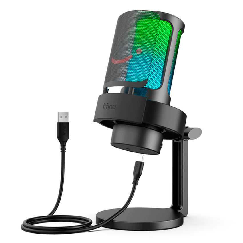 MICRÓFONO GAMER FIFINE A8 BLACK – CONDENSADOR USB, RGB, MUTE Y MONITOREO - 3