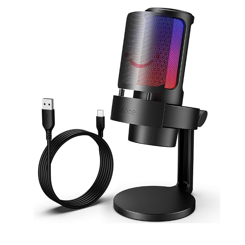 MICRÓFONO GAMER FIFINE A8 BLACK – CONDENSADOR USB, RGB, MUTE Y MONITOREO - 4