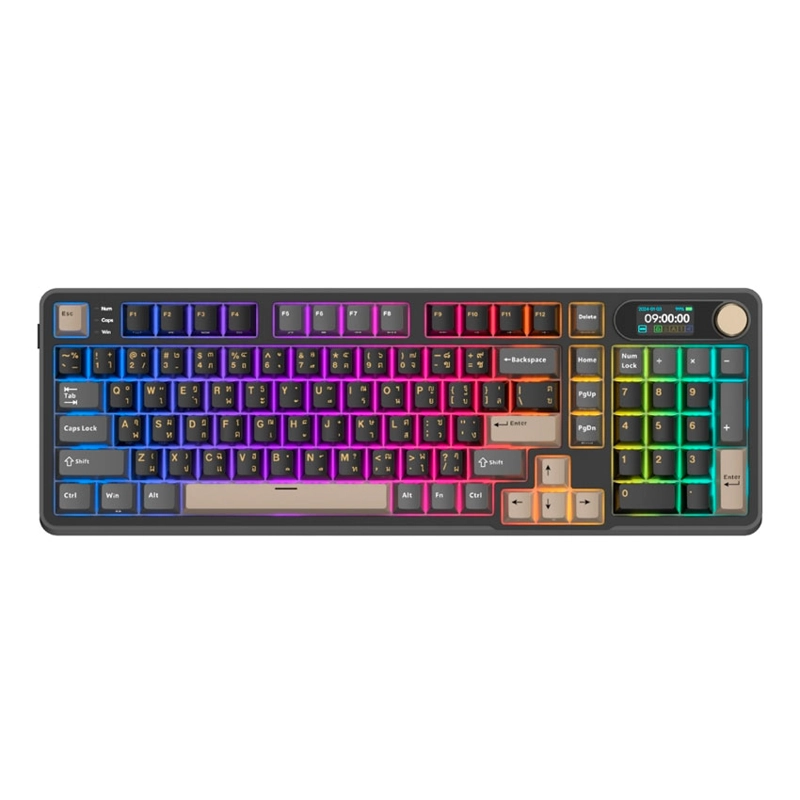 TECLADO ROYAL KLUDGE RK-S98 INALÁMBRICO PHANTOM – CHARTREUSE SWITCH - 1
