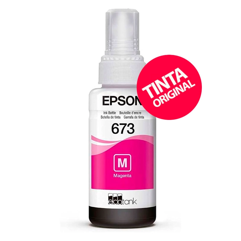 TINTA EPSON 673 MAGENTA ORIGINAL PARA ECOTANK L805 / L850 / L1800 - 1