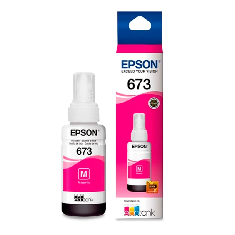 TINTA EPSON 673 MAGENTA ORIGINAL PARA ECOTANK L805 / L850 / L1800 - 3